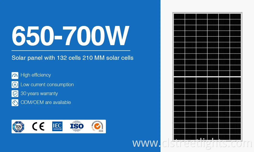 Chinese Factory Half Cell 700W Mono Solar Panel for Home and Industry